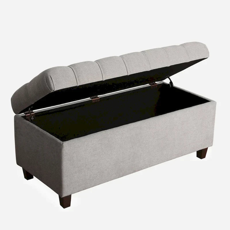 Banc de rangement capitonné Copper Grove Muir, frêne argenté
