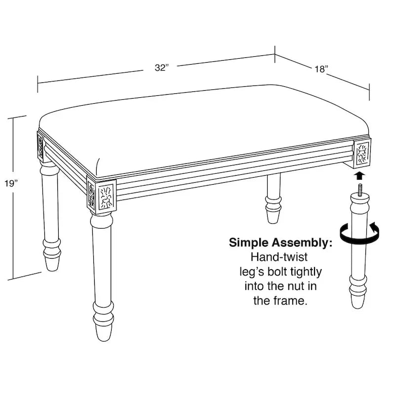 Banc Chinoiserie Caramel avec finition teintée bois