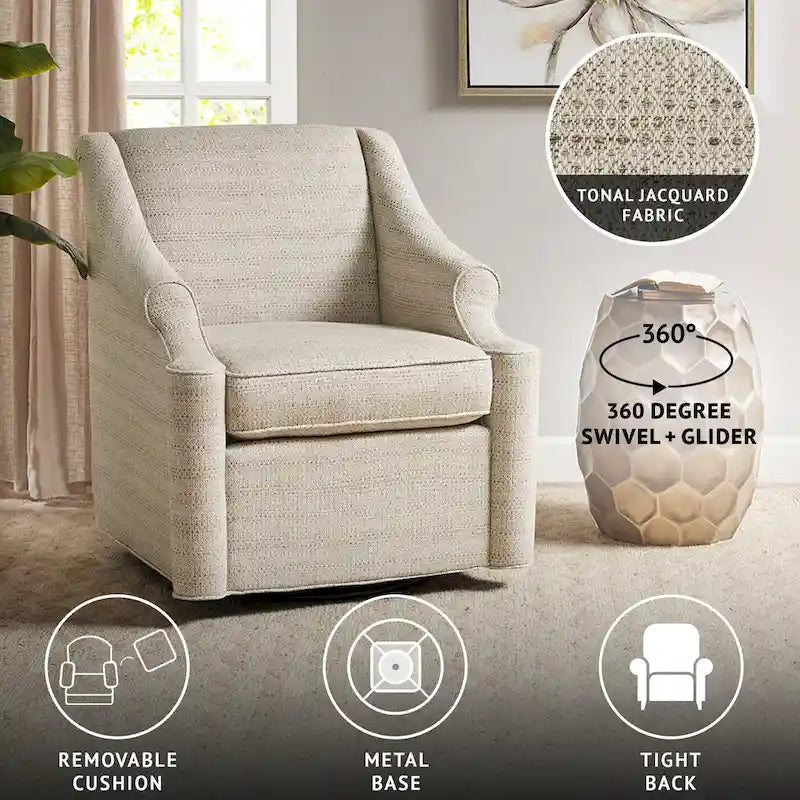 Madison Park Benton Fauteuil coulissant pivotant 360 degrés tan