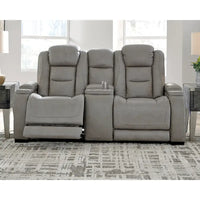 Canapé inclinable double électrique en cuir Signature Design by Ashley Man-Den - 74 L x 40 P x 43 H