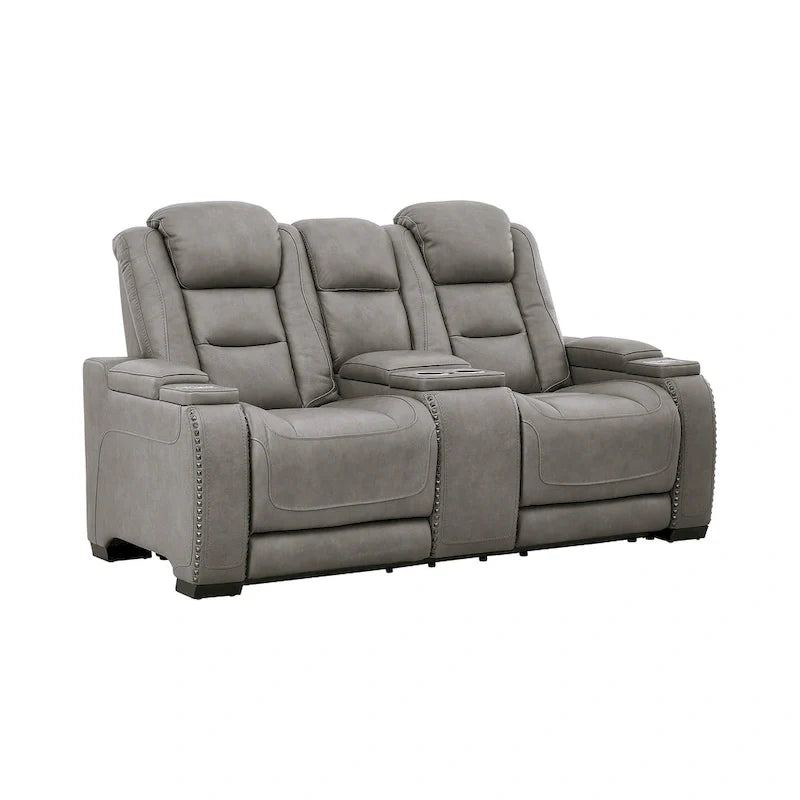 Canapé inclinable double électrique en cuir Signature Design by Ashley Man-Den - 74 L x 40 P x 43 H