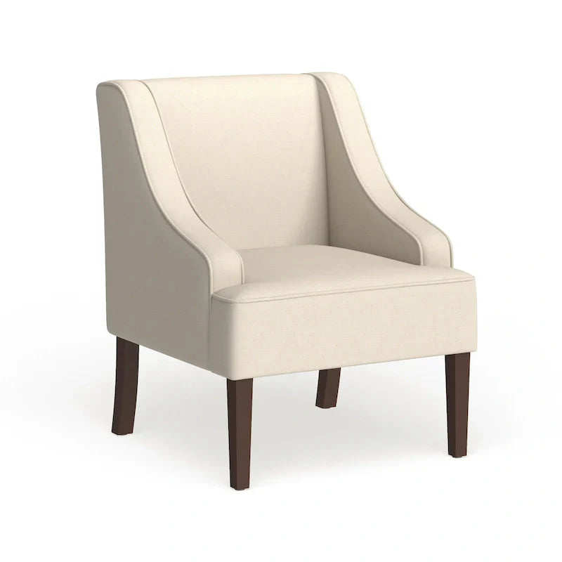 Fauteuil d'appoint Porch & Den Lyric crème avec accoudoirs arrondis