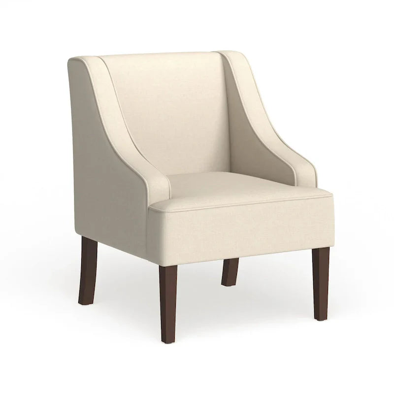 Fauteuil d'appoint Porch & Den Lyric crème avec accoudoirs arrondis