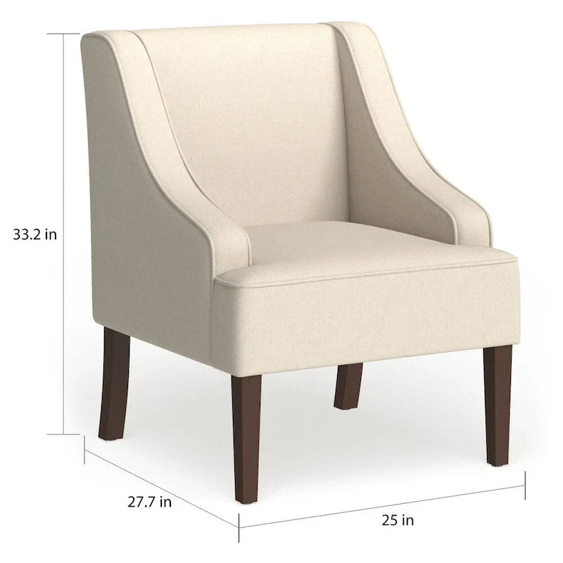 Fauteuil d'appoint Porch & Den Lyric crème avec accoudoirs arrondis