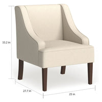 Fauteuil d'appoint Porch & Den Lyric crème avec accoudoirs arrondis