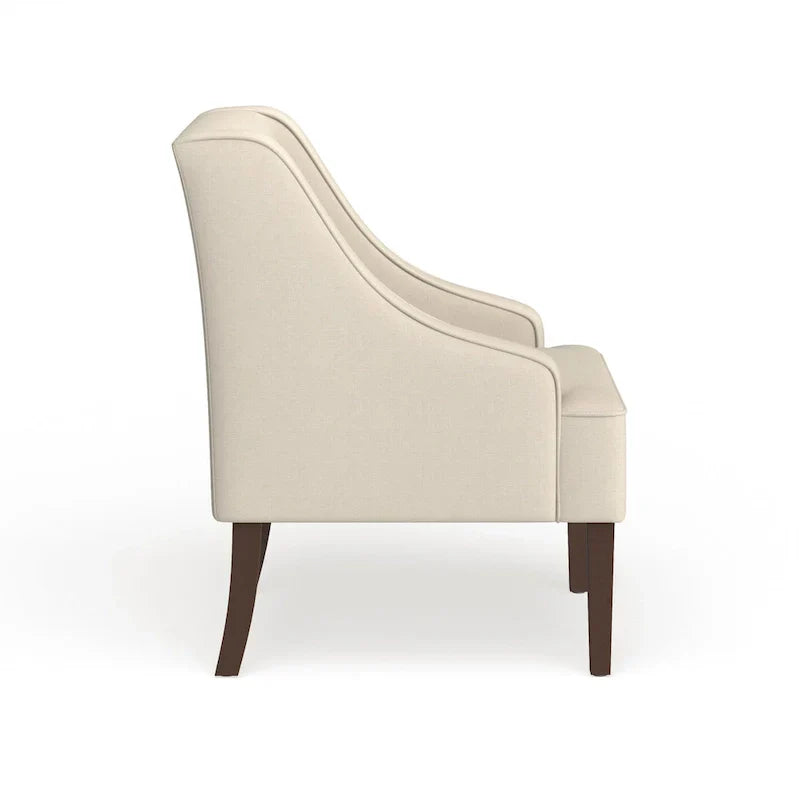Fauteuil d'appoint Porch & Den Lyric crème avec accoudoirs arrondis