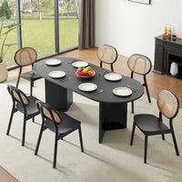Table à manger de cuisine ovale en bois noir