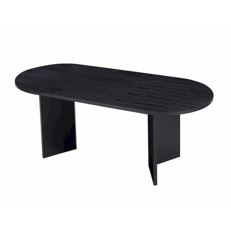 Table à manger de cuisine ovale en bois noir