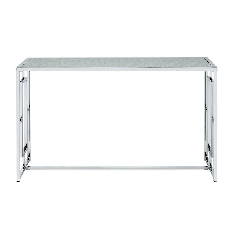 Table de canapé en verre ondulé 48 pouces Glitterati Glam Chrome de Furniture of America