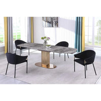 Table à manger extensible Somette à plateau en céramique marbrée avec base en acier