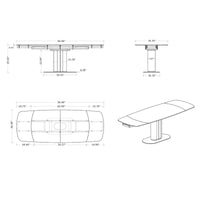 Table à manger extensible Somette à plateau en céramique marbrée avec base en acier