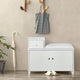 Banc de rangement à chaussures en bois avec tiroir, blanc