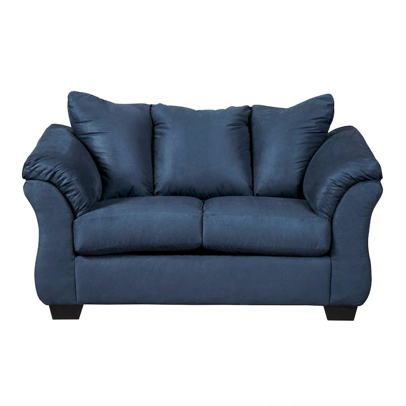 Causeuse Roundhill Furniture Aruca en microfibre bleu marine avec coussins de dossier