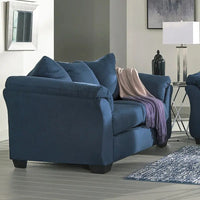Causeuse Roundhill Furniture Aruca en microfibre bleu marine avec coussins de dossier