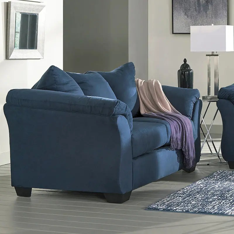 Causeuse Roundhill Furniture Aruca en microfibre bleu marine avec coussins de dossier