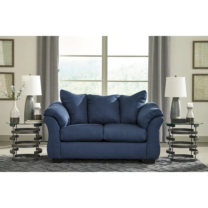 Causeuse Roundhill Furniture Aruca en microfibre bleu marine avec coussins de dossier