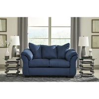 Causeuse Roundhill Furniture Aruca en microfibre bleu marine avec coussins de dossier