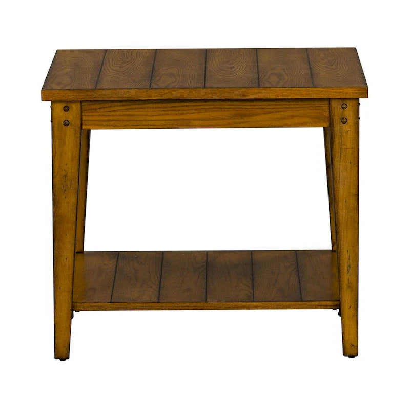 Table de lampe carrée en chêne Lake House