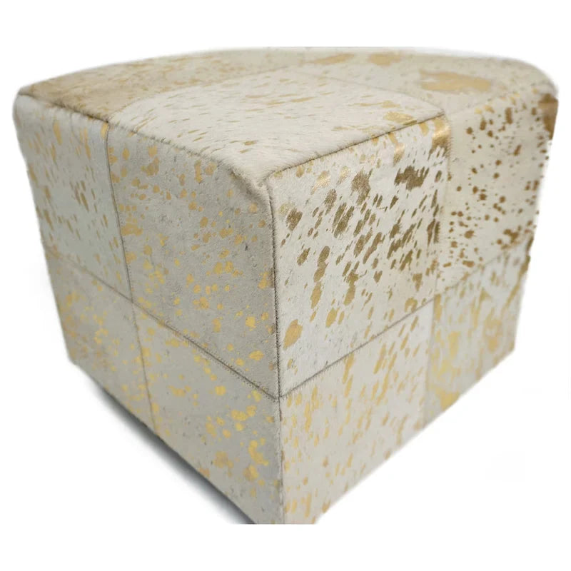 Pouf Cube Carré en Cuir Doré Home&Manor