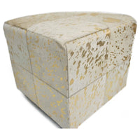 Pouf Cube Carré en Cuir Doré Home&Manor