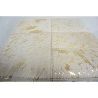 Pouf Cube Carré en Cuir Doré Home&Manor