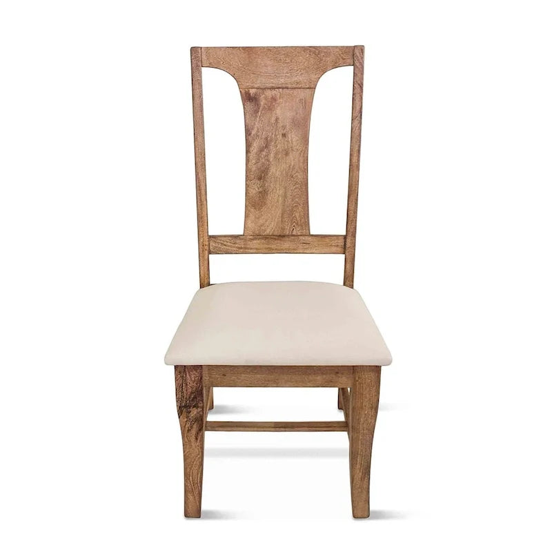 Chaises de salle à manger Pengrove en bois de manguier rembourrées, lot de 2 - N/A