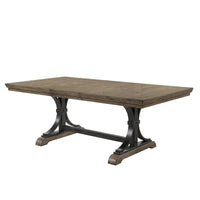 Ensemble de salle à manger 8 pièces Roundhill Furniture Birmingham avec table, banc à têtes de clou et fauteuils, couleur Driftwood