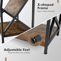 Table d'appoint industrielle à 3 niveaux avec étagère de rangement Table de chevet