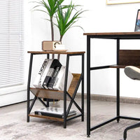 Table d'appoint industrielle à 3 niveaux avec étagère de rangement Table de chevet