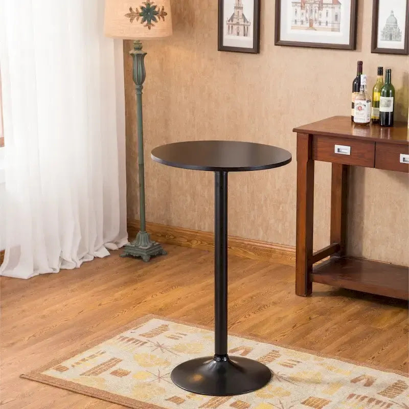 Table de bar Carson Carrington Storfosna à plateau rond noir avec pied et base en métal noir