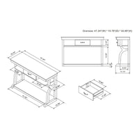 Console à 3 étagères ouvertes en chêne noir DH BASIC Farmhouse de 47 po par Denhour