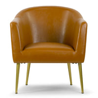 Chaise d'appoint Avi Cappuccino en similicuir avec pieds dorés