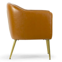Chaise d'appoint Avi Cappuccino en similicuir avec pieds dorés