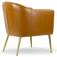 Chaise d'appoint Avi Cappuccino en similicuir avec pieds dorés