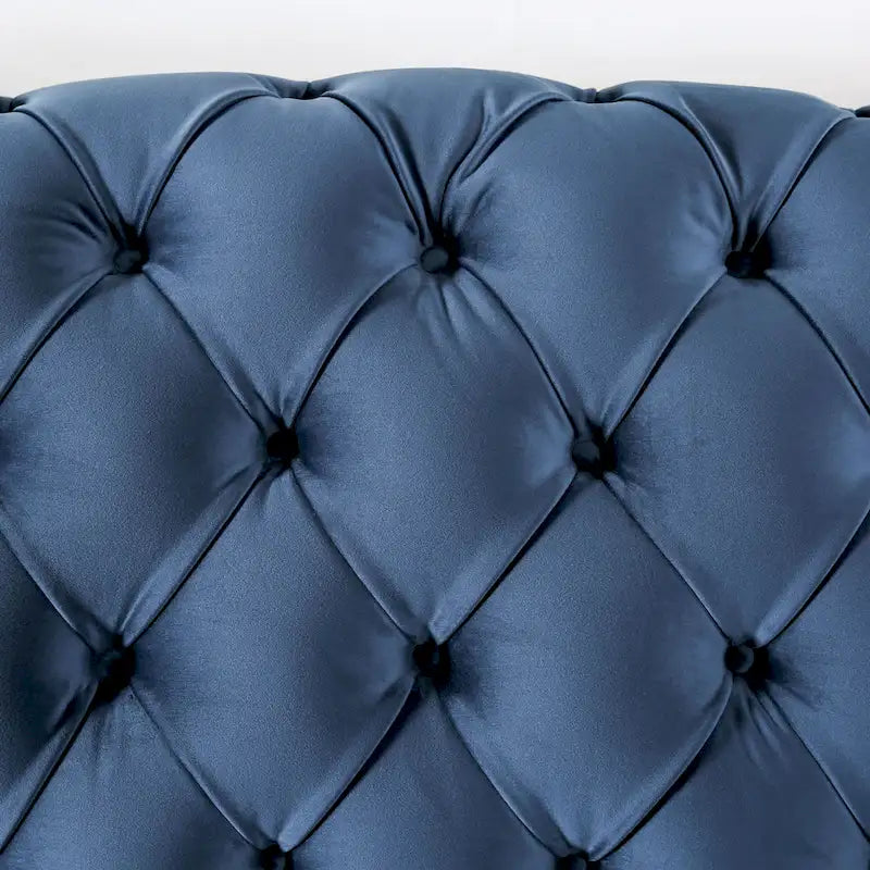 Ensemble Canapé 2 Pièces Adeben Transitionnel en Tissu Bleu Capitonné avec Clous Décoratifs par Furniture of America
