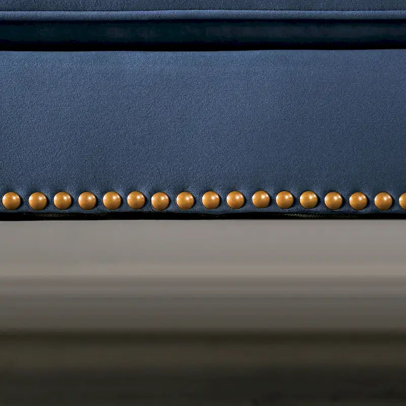 Ensemble Canapé 2 Pièces Adeben Transitionnel en Tissu Bleu Capitonné avec Clous Décoratifs par Furniture of America