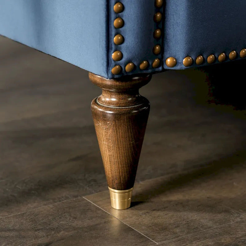 Ensemble Canapé 2 Pièces Adeben Transitionnel en Tissu Bleu Capitonné avec Clous Décoratifs par Furniture of America