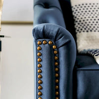 Ensemble Canapé 2 Pièces Adeben Transitionnel en Tissu Bleu Capitonné avec Clous Décoratifs par Furniture of America