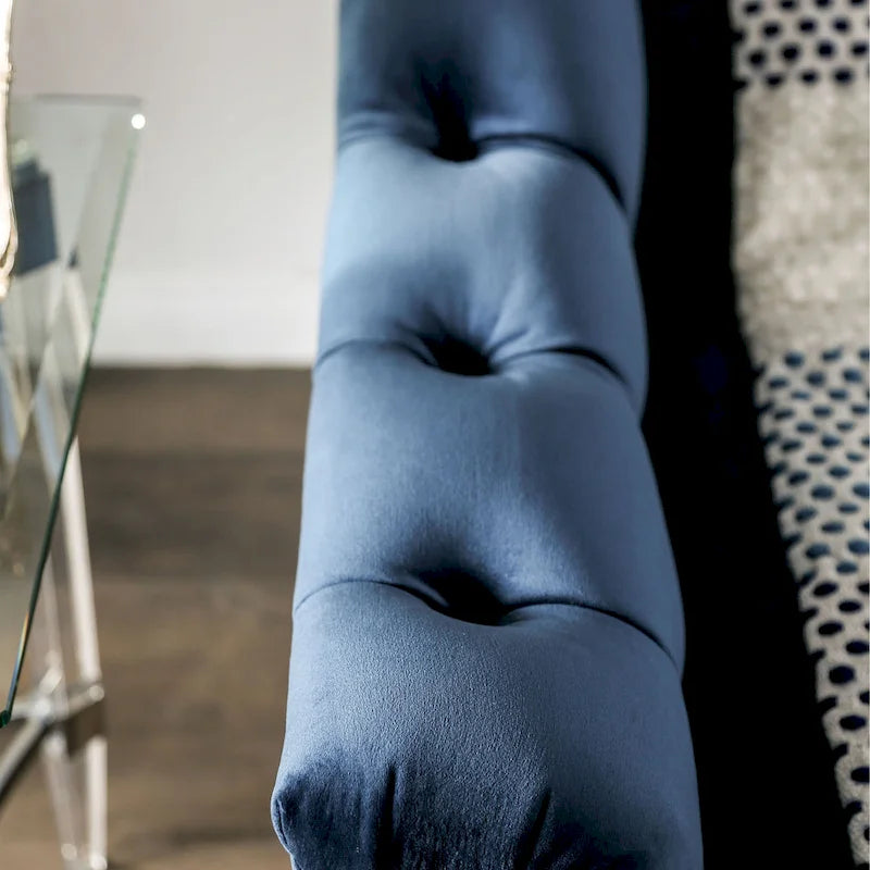 Ensemble Canapé 2 Pièces Adeben Transitionnel en Tissu Bleu Capitonné avec Clous Décoratifs par Furniture of America