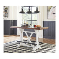 Table de salle à manger rectangulaire Valebeck marron/blanc – 60 po L x 30 po P x 36 po H