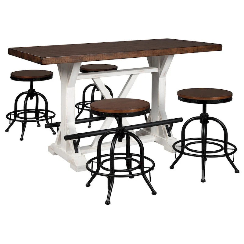 Table de salle à manger rectangulaire Valebeck marron/blanc – 60 po L x 30 po P x 36 po H