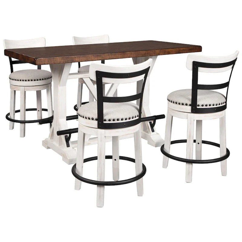 Table de salle à manger rectangulaire Valebeck marron/blanc – 60 po L x 30 po P x 36 po H