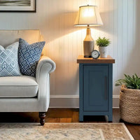Bridgevine Home Nantucket table d'appoint de fauteuil de 14 pouces, sans assemblage requis, finition denim bleu et whisky