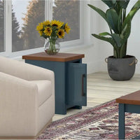 Bridgevine Home Nantucket table d'appoint de fauteuil de 14 pouces, sans assemblage requis, finition denim bleu et whisky