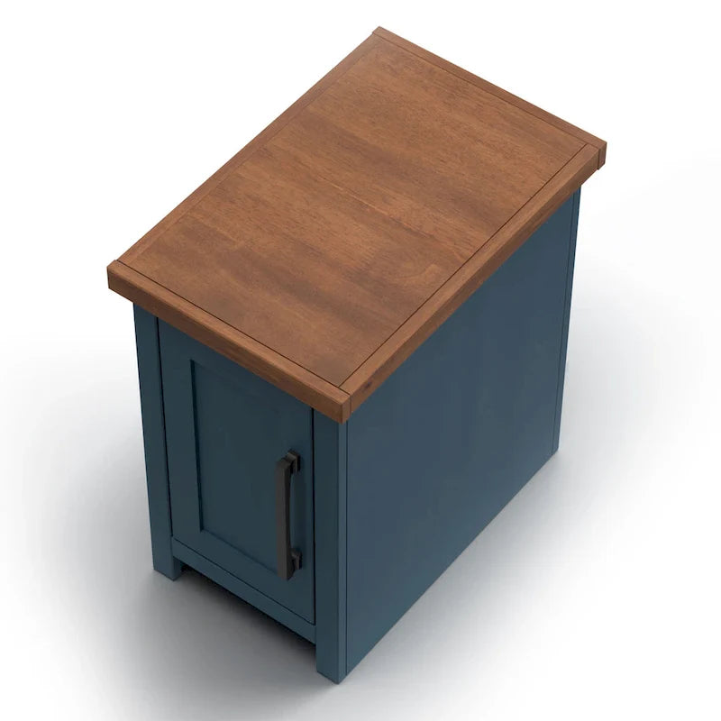 Bridgevine Home Nantucket table d'appoint de fauteuil de 14 pouces, sans assemblage requis, finition denim bleu et whisky