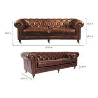 Canapé Chesterfield en cuir pleine fleur Aurelle Home Premier