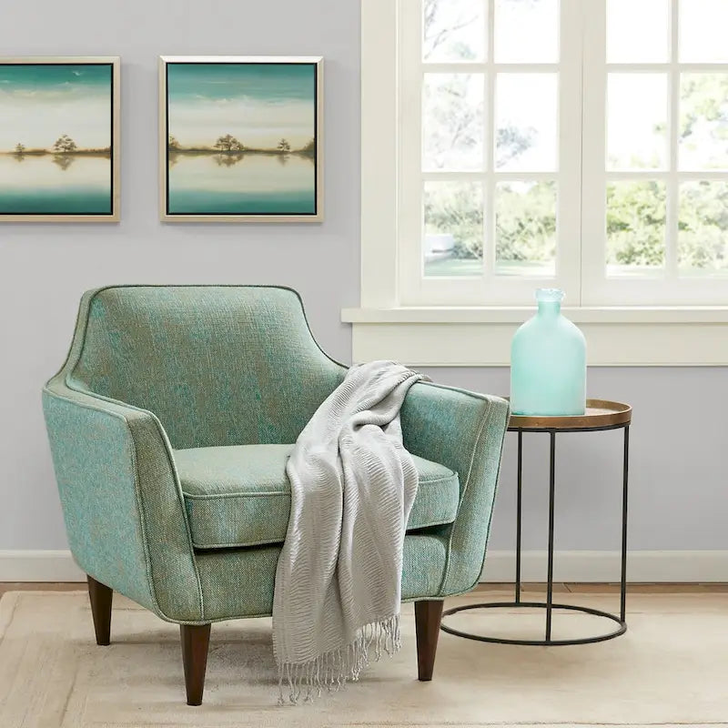 Fauteuil d'appoint Madison Park Taye bleu/vert de style milieu de siècle