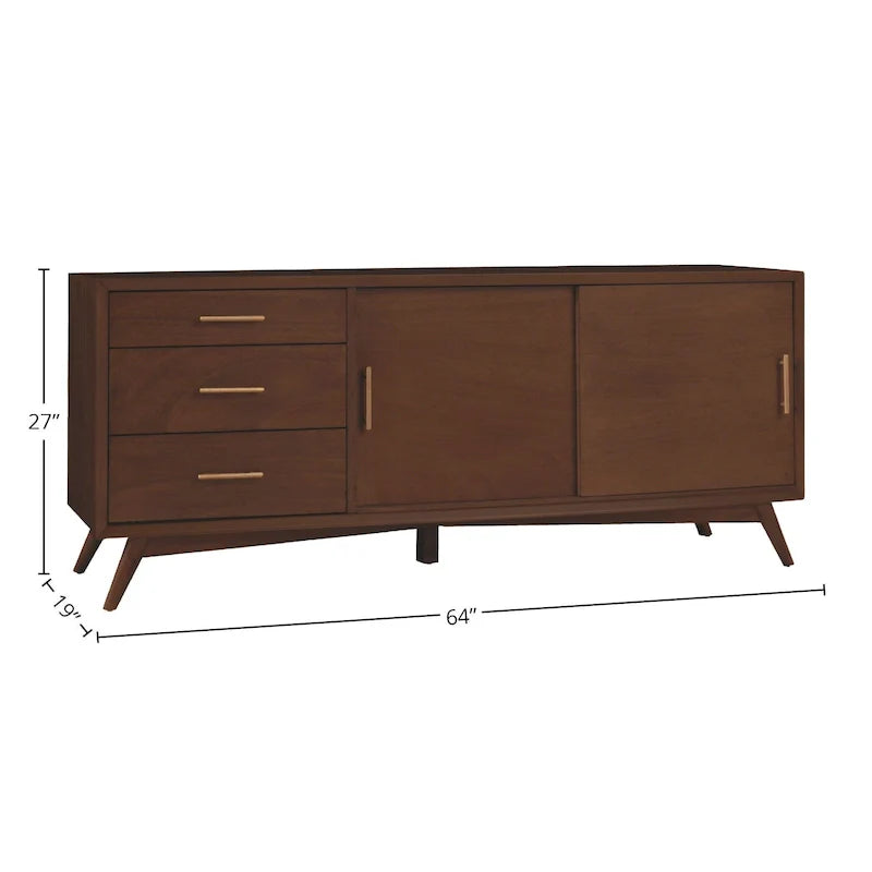 Grand meuble TV décoratif Alpine Furniture Home Flynn - Noyer - 64Lx19Px27H