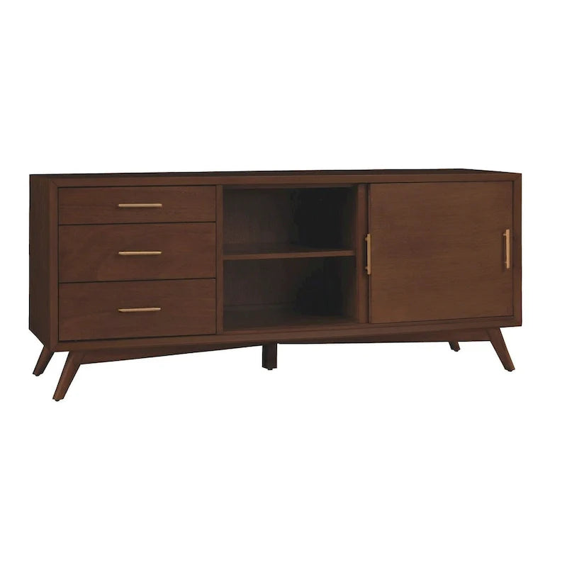 Grand meuble TV décoratif Alpine Furniture Home Flynn - Noyer - 64Lx19Px27H