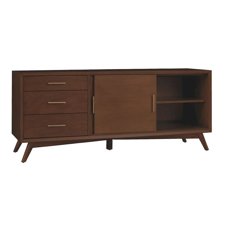 Grand meuble TV décoratif Alpine Furniture Home Flynn - Noyer - 64Lx19Px27H
